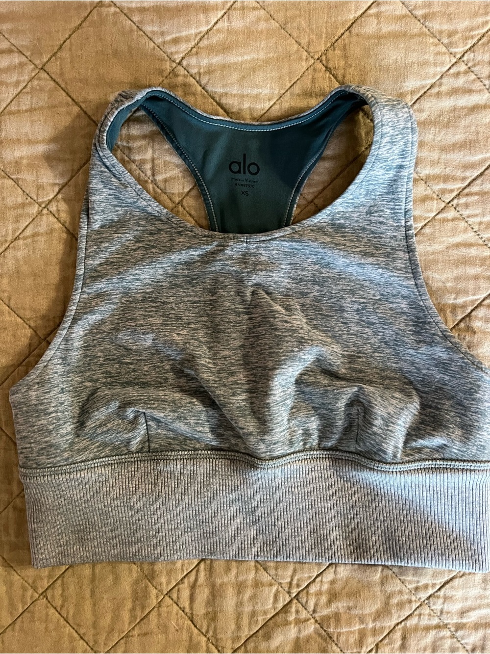 ALO Yoga Blue/Gray Heather Racerback Sports Bra